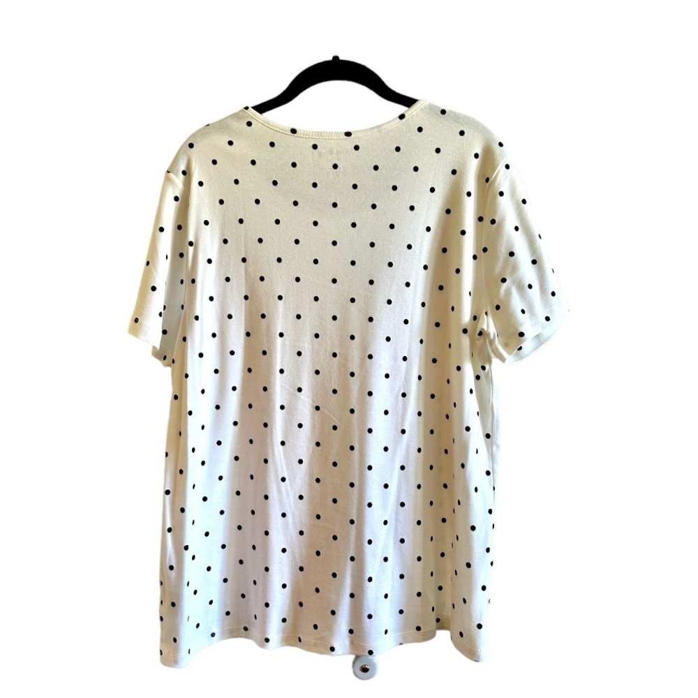 WHITE STAG, SHORT SLEEVE TOP. WHITE WITH BLACK POLKA DOTS. SIZE XXL/20 - Picture 3 of 4